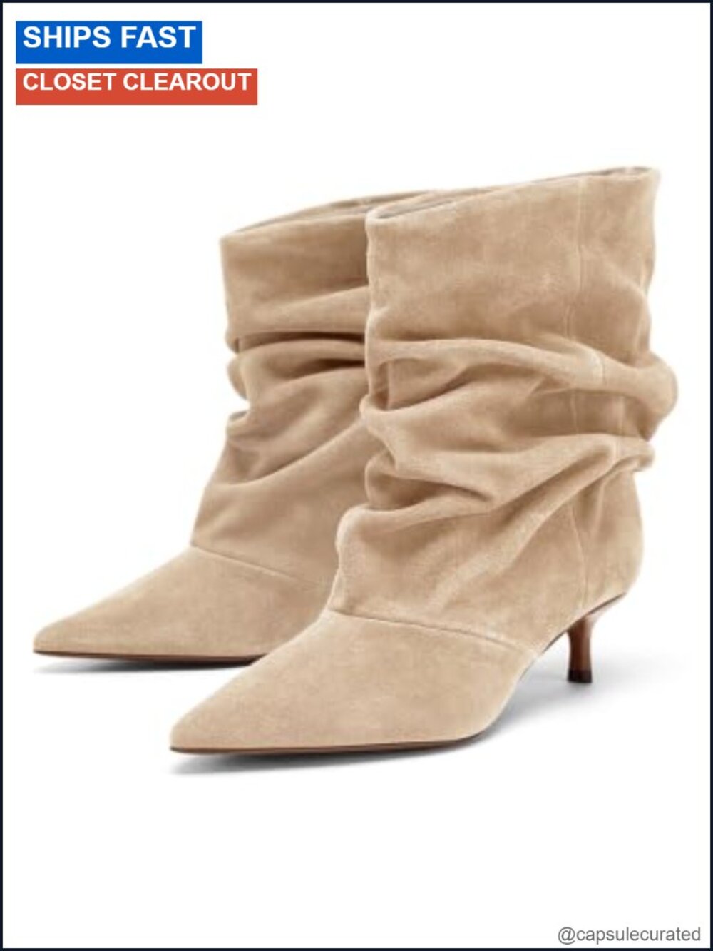 Suede Kitten Heel Ankle Booties Slouchy Pointed Toe Pull On Comfort Shoes